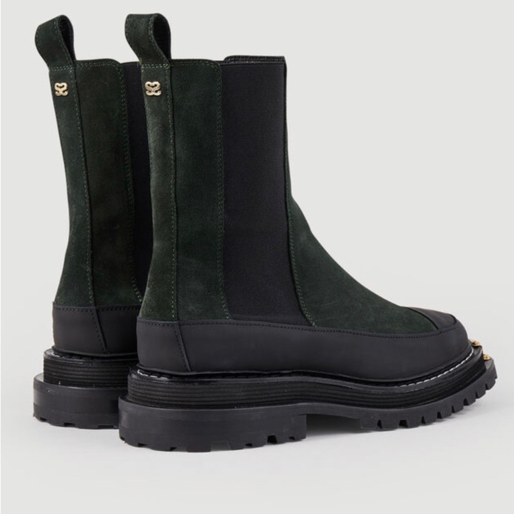 Sandro Leather Chelsea Boot with notched sole size 9.5 color Forest Green - Picture 3 of 3